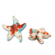 Keramik Perlen Starfish Off white-blue-brown