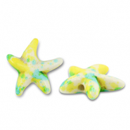 Keramik Perlen Starfish Off white-blue-yellow-green