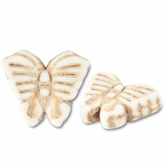 Keramik Perlen Butterfly Off white