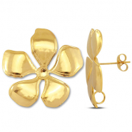 Zubeh&ouml;r aus Stainless Steel - Rostfreiem Stahl Ohrringe / Ohrstecker Flower with loop Gold