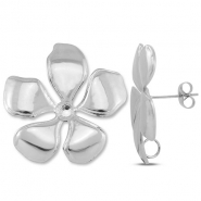 Zubeh&ouml;r aus Stainless Steel - Rostfreiem Stahl Ohrringe / Ohrstecker Flower with loop Silver