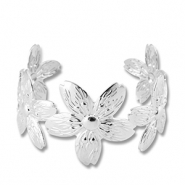 Stainless Steel - Rostfrei Stahl Armb&auml;nder Bangle Flower Silver