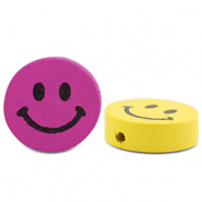 Holz Perlen Smiley Multicolour