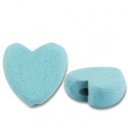 Holz Perlen Heart Light blue