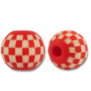 Holz Perlen 10mm Round Pattern Red-natural