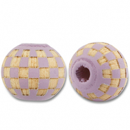 Holz Perlen 10mm Round Pattern Light purple-natural
