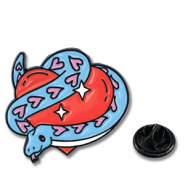 Anstecker Heart with Snake Blue-red-pink