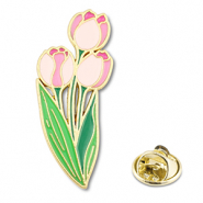 Anstecker Tulips Pink-green-gold