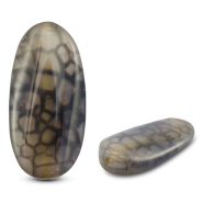 Perlen Naturstein Quartz Oval Crackled Transparent grey-brown