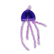 Anh&auml;nger aus Glasperlen Jellyfish Blue-purple-transparent purple lined AB