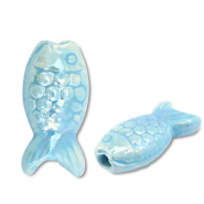 Perlen Griechische Keramik DQ Fish Light blue