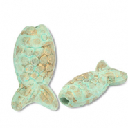 Perlen Griechische Keramik DQ Fish Mint green-gold