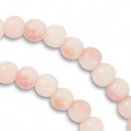 Glas Perlen 6 mm Light coral pink-white