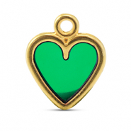 Anh&auml;nger Metall DQ Heart Green-Gold (Nickelfrei)