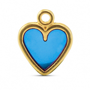 Anh&auml;nger Metall DQ Heart Blue-Gold (Nickelfrei)