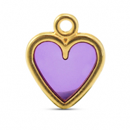 Anh&auml;nger Metall DQ Heart Purple-Gold (Nickelfrei)