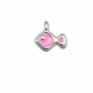 Anh&auml;nger Metall DQ Fish Magenta pink-Antik silber (Nickelfrei)