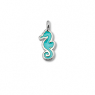 Anh&auml;nger Metall DQ Seahorse Turquoise blue-Antik silber (Nickelfrei)