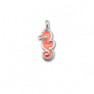 Anh&auml;nger Metall DQ Seahorse Coral red-Antik silber (Nickelfrei)