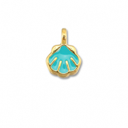 Anh&auml;nger Metall DQ Shell Turquoise blue-Gold (Nickelfrei)