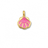 Anh&auml;nger Metall DQ Shell Magenta pink-Gold (Nickelfrei)