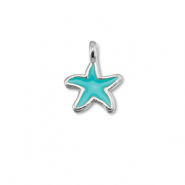 Anh&auml;nger Metall DQ Starfish Turquoise blue-Antik silber (Nickelfrei)