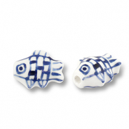 Keramik Perlen Fish White-Delft blue