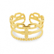 Stainless Steel - Rostfrei Stahl Ringe flower Gold