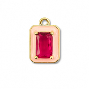 TQ Metall Brass Anh&auml;nger Rectangle Gold-cream pink-berry wine red