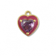 TQ Metall Brass Anh&auml;nger Heart Gold-purple