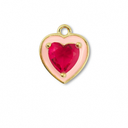 TQ Metall Brass Anh&auml;nger Heart Gold-cream pink-berry wine red