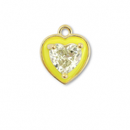 TQ Metall Brass Anh&auml;nger Heart Gold-neon yellow-light yellow