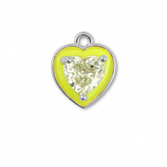 TQ Metall Brass Anh&auml;nger Heart Silver-neon yellow-light yellow