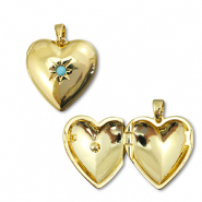 Eco-brass&reg; nachhaltiges Messing Medaillon Heart with Star Gold-blue