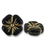 Perlen Acryl Flower Black-gold