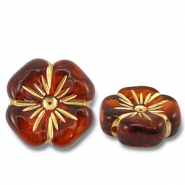 Perlen Acryl Flower Cognac brown-gold