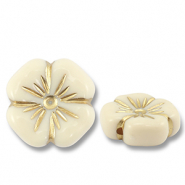 Perlen Acryl Flower Off white-gold