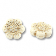 Perlen Acryl Flower Off white-gold
