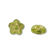 Perlen Acryl Flower Olive green-gold