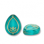 Perlen Acryl Drop Teal blue-gold