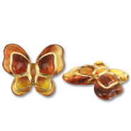 Perlen Acryl Butterfy Cognac brown-gold