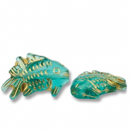 Perlen Acryl Fish Teal green-gold