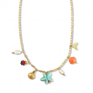 Stainless Steel - Rostfrei Stahl Kette mit Anh&auml;nger Starfish Gold-multicolour