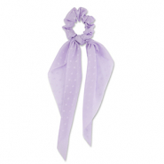 Stoff Haargummi-Scrunchie mit langem Band Dots Light purple
