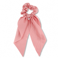Stoff Haargummi-Scrunchie mit langem Band Coral pink