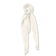 Stoff Haargummi-Scrunchie mit langem Band Off white