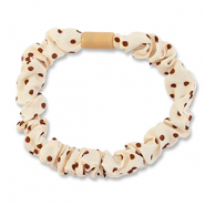 Stoff Haargummi-Scrunchie Dots Off white-brown