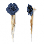 Musthave Denim-Look Ohrringe Flower Denim blue-gold