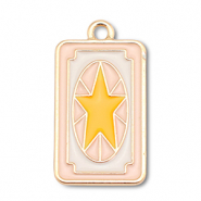 Anh&auml;nger Metall Enamel Card with Star Gold-light pink-white-yellow