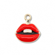 Anh&auml;nger Metall Enamel Kiss Gold-red